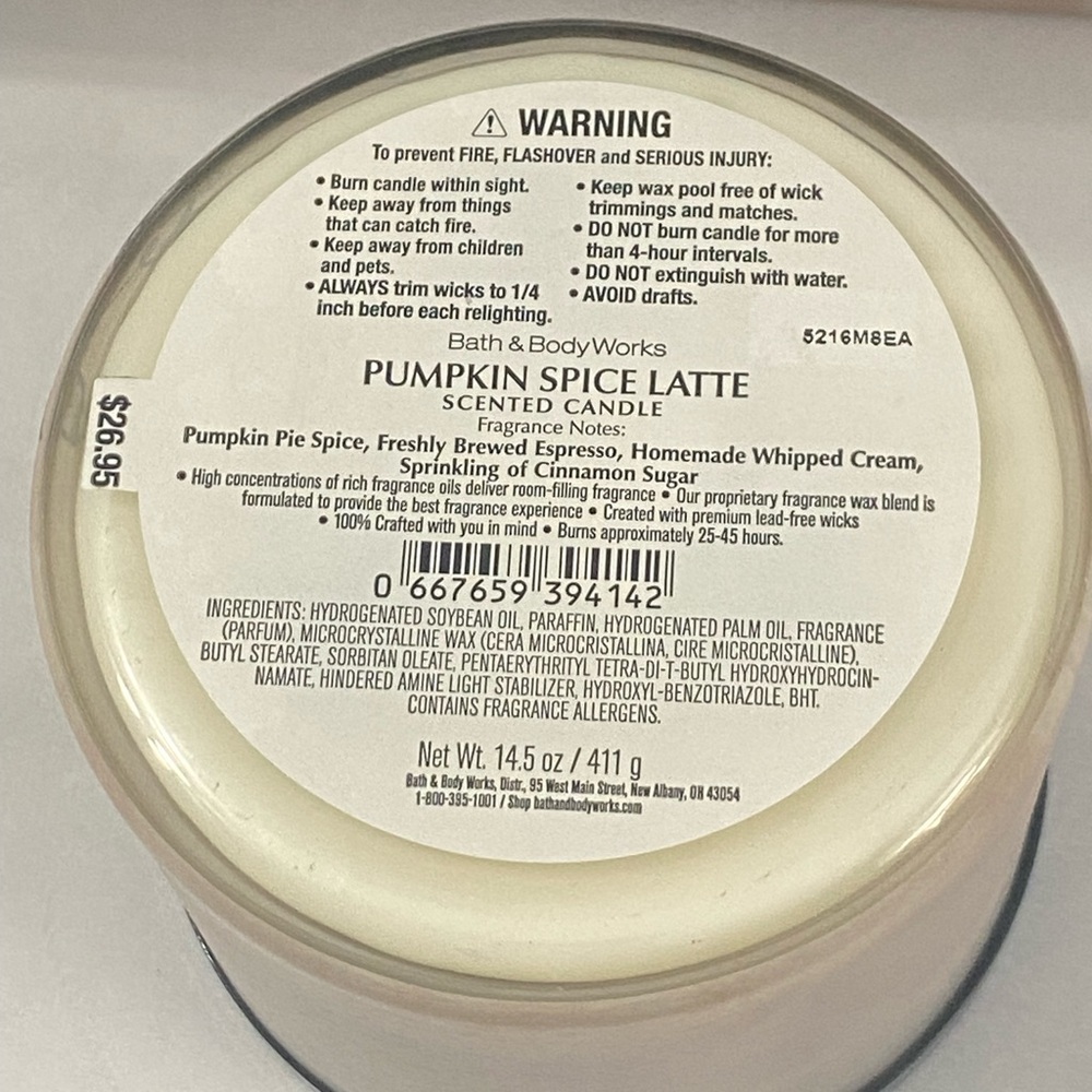Bath & Body Works Pumpkin Spice Latte Three Wick Candle - Picture 5 of 5